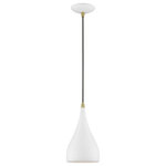Livex Lighting - Amador 1 Light Textured White With Antique Brass Accents Mini Pendant - The Amador mini pendant features a modern, minimal look. It is shown in a chic textured white finish shade with a textured white finish inside and antique brass finish accents.