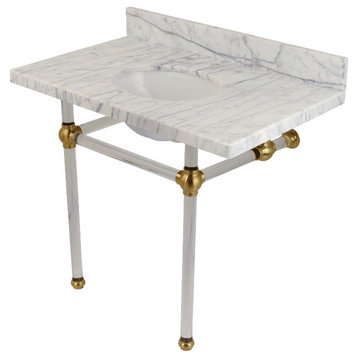 KVPB3630MA7 36X22 Vanity Top,Clear Feet Combo, Marble/Brushed Brass