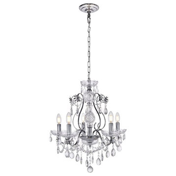 Living District Voltaire 5-Light Transitional Metal Chandelier in Chrome