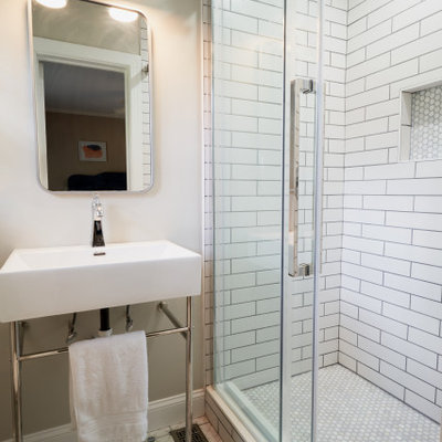 Inspiration for a modern bathroom remodel in Charlotte
