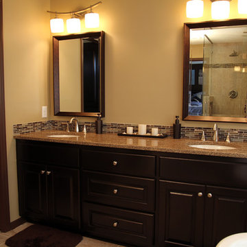 Dark stained vanity