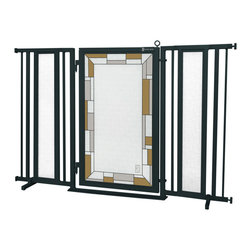 Fusion Gates - Fusion Gate with Bauhaus Border Design, Black, 60"-65" - Dog Gates