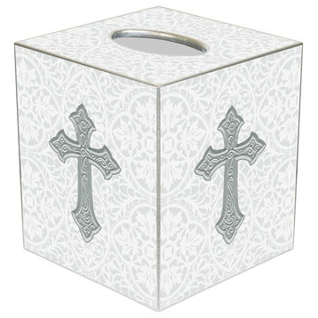 TB1818 - Silver Cathedral with Cross Tissue Box Cover