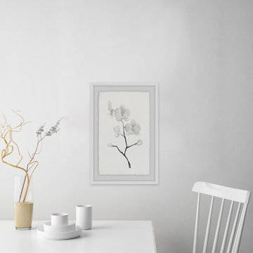 "White Orchid Branch II" Framed Painting Print