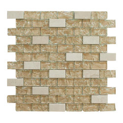 Cream Crackle Glass and Cream Marble Mosaic Tile - Home Accessories & Decor