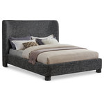 Meridian Furniture - Penny Bed, Black, King, Linen Textured Fabric - Breathe new life into your bedroom decor with the Penny Polyester Fabric King Bed. This stunning bed is upholstered in a luxurious black linen textured fabric with a beautiful two-tone black and white weave, adding a touch of elegance to your space. The curved headboard provides a comfortable and supportive backrest while adding a stylish focal point to your bedroom decor. Upgrade your sleeping experience with this fully upholstered bed and indulge in a peaceful night's sleep.