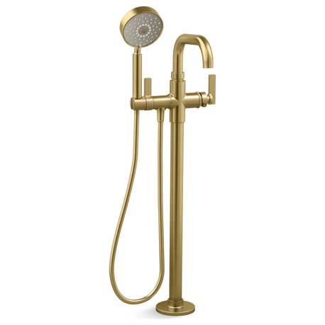 Castia by Studio McGee Floor Mounted Tub Filler, Built-In Diverter, Hand Shower