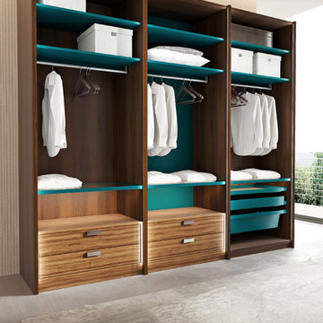 Dark Wood Grain Galley Walk-in Closet