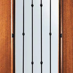Slab Entry Single Door 80 Mahogany Valencia Full Lite Wrought Iron - Front Doors