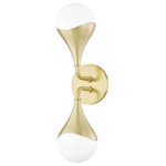 Mitzi by Hudson Valley Lighting - Ariana 2-Light LED Bath Bracket, Aged Brass, Opal Glossy Glass - Features: