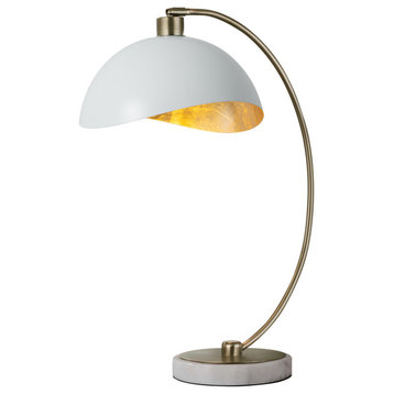 Luna Bella Table Lamp, Brass/Matte White/Gold Leaf