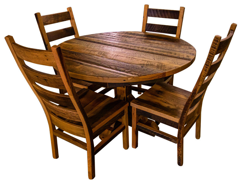 Jackson Reclaimed Wood Round Dining Table, 42x42 - Rustic - Dining ...