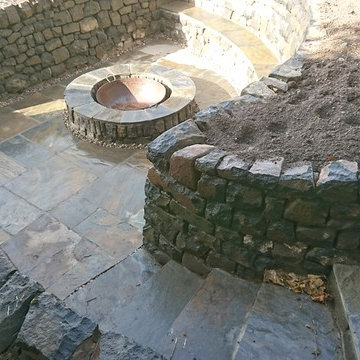 Drystone Walling Design - Sunken garden and seating area