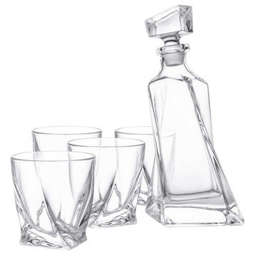 Atlas Whiskey 5-Piece Crystal Decanater Set