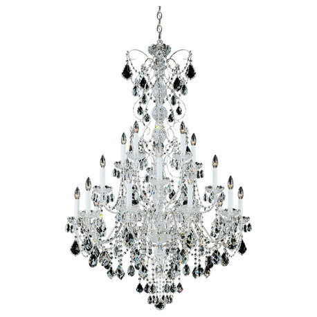 Century 20-Light Chandelier in Silver With Clear Heritage Crystal