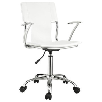 Pemberly Row Modern Style Vinyl and Steel Office Chair in White