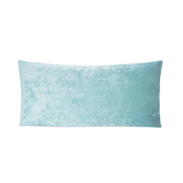 Velvet Lumbar Pillow, Turquoise, 22"x12"
