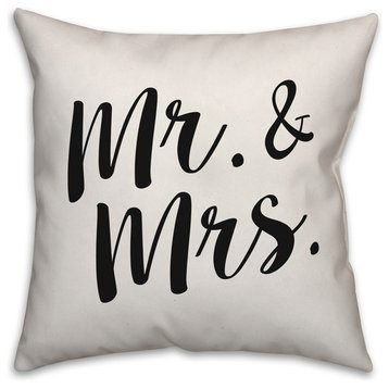 Mr And Mrs Bold Script Throw Pillow Cover, 20x20