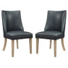 Linon Hale 19.5"H Faux Leather Dining Chair in Dark Navy Blue Set of 2