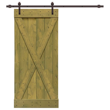 TMS X Series Barn Door With Sliding Hardware Kit, Jungle Green, 42"x84"
