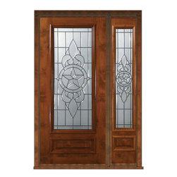 Prehung Side light Door 80 Wood Alder Brazos 1 Panel 3/4 Lite Glass - Front Doors