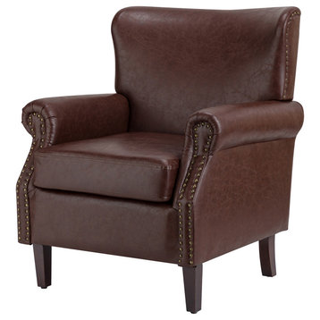 Jose Vegan Leather Armchair, Brown
