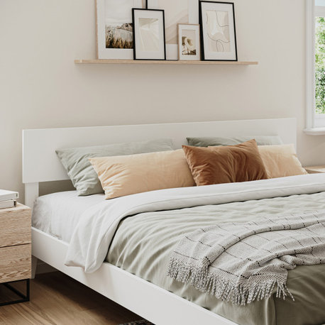 AFI Orlando King Solid Wood Panel Headboard with Device Charger in White