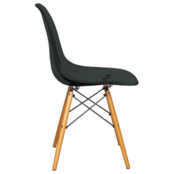 LeisureMod Dover Molded Side Chair, Set of 2 Transparent Black