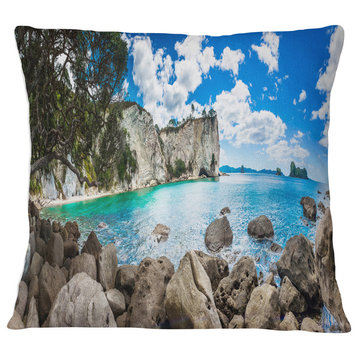 Nestor Notabilis Kea Panorama Seashore Throw Pillow, 18"x18"