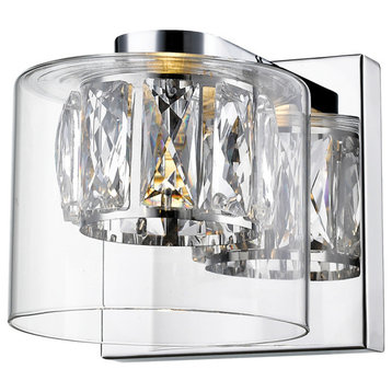 Private Collection 1 Light Bathroom Vanity Light, Mirrored Stainless Steel