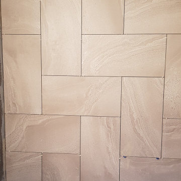 Main bathroom - During tiling - back wall completed
