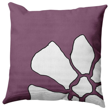 Petal Lines Indoor/Outdoor Throw Pillow, Purple, 16x16"