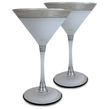 Heirloom Pewter Swirl Martini Glasses, Set of 2