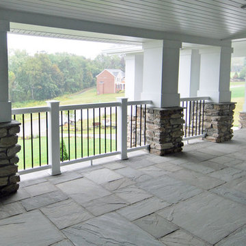 Contemporary Farmhouse Stone Pillar Porch