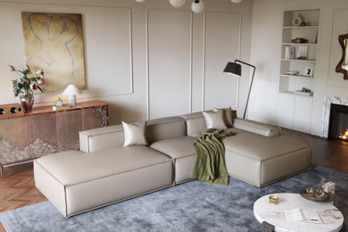 Cube L-Shaped Leather Modular Sectional
