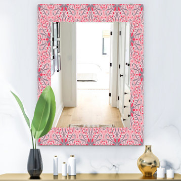 Designart Pink Spheres 5 Bohemian And Eclectic Frameless Wall Mirror, 24x32