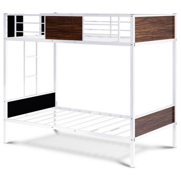 Lyt0Whi Lynfield  Twin Bunk Bed In Powder Coating White Color