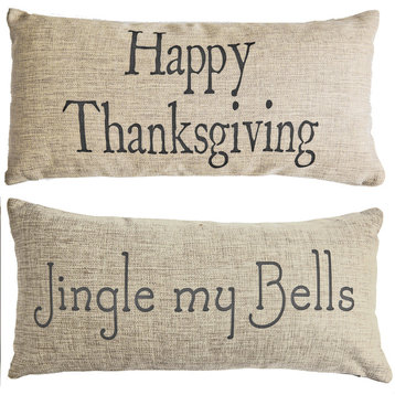Jingle Bells Holiday Thanksgiving Double Sided Fall Indoor Outdoor Pillow