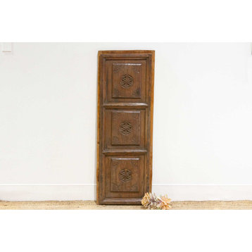 Consigned Antique Floral Motif Spanish Cabinet Door