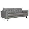 Daeson 86" Mid-Century Modern Leather Square Arm Sofa, Gray