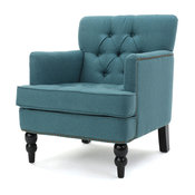 GDF Studio Madene Tufted Back Fabric Club Chair, Teal
