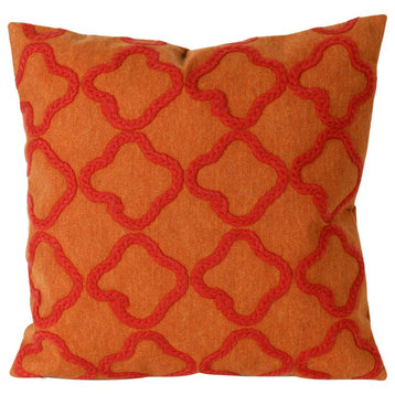 Visions I Crochet Tile Indoor/Outdoor Pillow, Orange, 20" Square