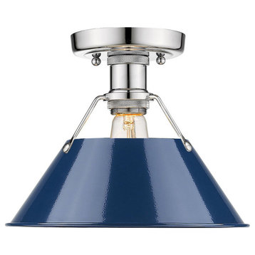 Orwell CH Flush Mount, Chrome With Navy Blue Shade