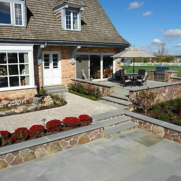 Outdoor Fire Pit, Built-In-Grill, Dining & Living Area