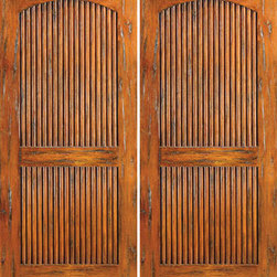 Knotty Alder Exterior Double Door, Tambour, 2 Panel - Front Doors