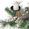 26 Pine Needle & Glitter Berries with Pine Cone 3-piece Christmas Candle Holder