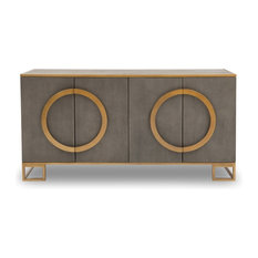 Atlanta Buffet, Faux Shagreen, Gold Metal