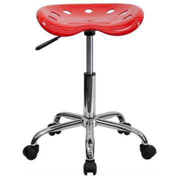 Scranton & Co Adjustable Bar Stool with Chrome Base in Red