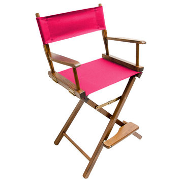 Gold Medal 24" Walnut Commercial Director's Chair, Pink Lipstick