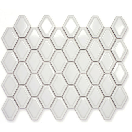 12.5"x9.75" Torre 3D Porcelain Mosaic Tile Sheet, White